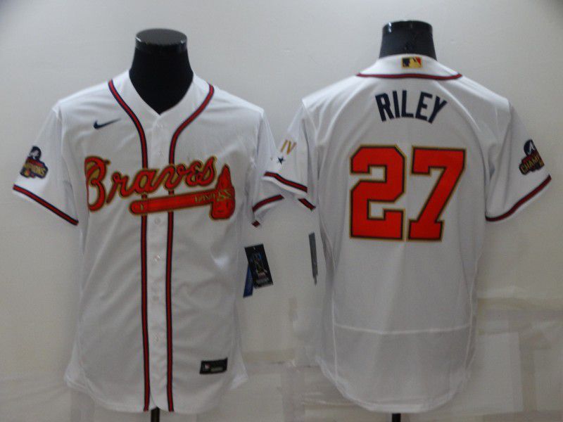 Men Atlanta Braves #27 Riley White Gold Elite Nike 2022 MLB Jersey